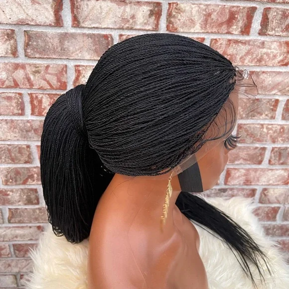 360 lace women braided wig with adjustable band to fit ,we can customize for u